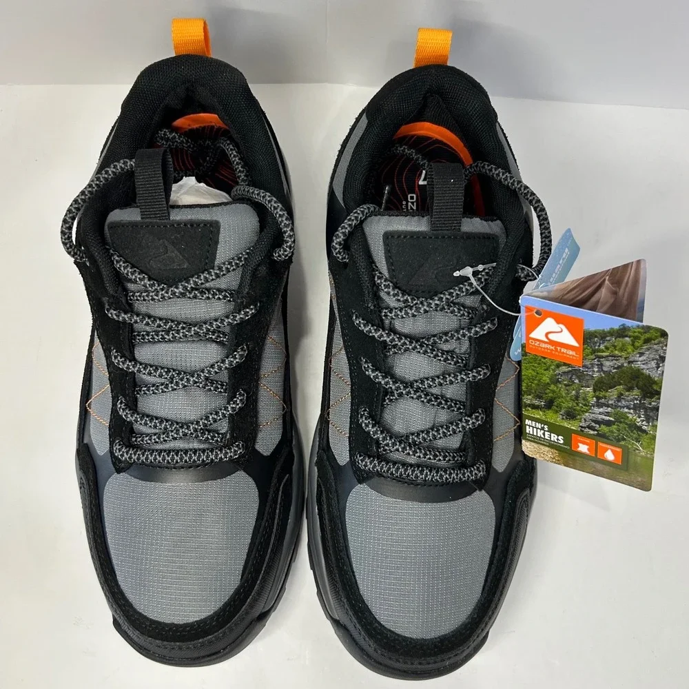 Ozark Trail Men WP Hike Low Black‎ Grey Waterproof Hiking Shoes  Men's Size 6